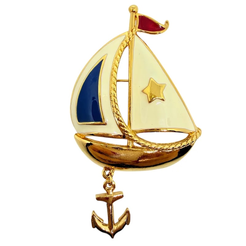 Avon — Avon Signed Tone Enamel Ship Nautical Brooch — Jewelry — resale
