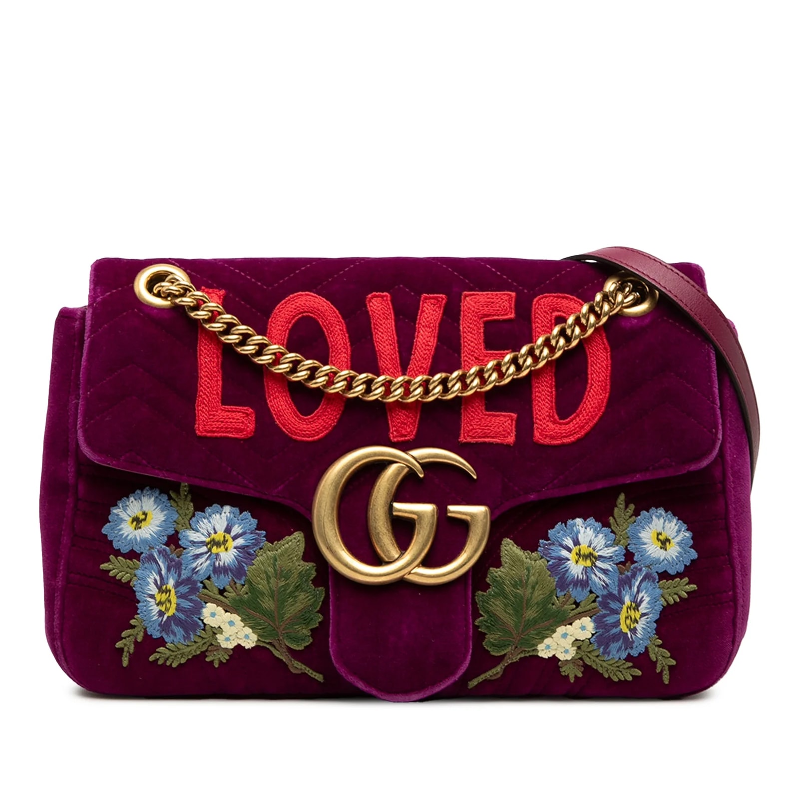 Gucci — Large GG Marmont Embroidered Matelasse Loved Flap Crossbody — Handbag — resale