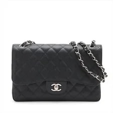Chanel — Chanel Dekamatrasse 30 Large Skin Double Flap Double Chain Silv — Handbag — resale