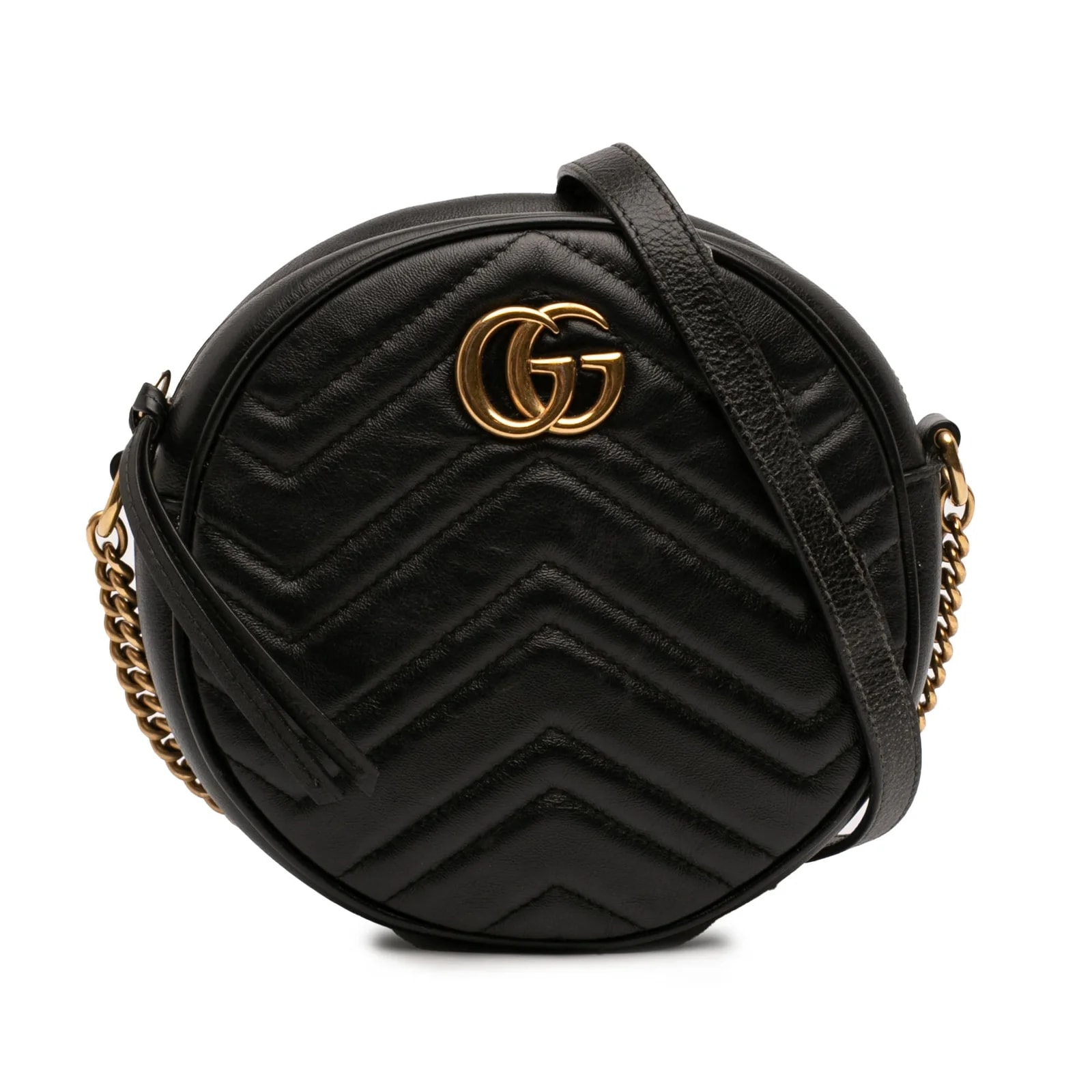 Gucci — Mini GG Marmont Matelasse Round Crossbody — Handbag — resale