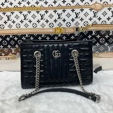 Gucci — Gucci GG Marmont Logo Striped Chevron Quilted - Excellent #Djcpti — Handbag — resale