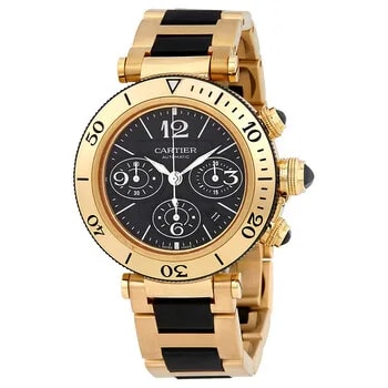 Cartier — Pasha 18k Yellow Gold Black Dial Chronograph W3030017 — Watch — resale