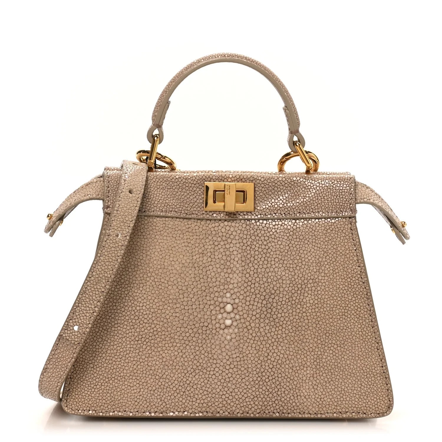 Fendi — Shiny Petite Peekaboo I SEE U Satchel Tortora — Handbag — resale