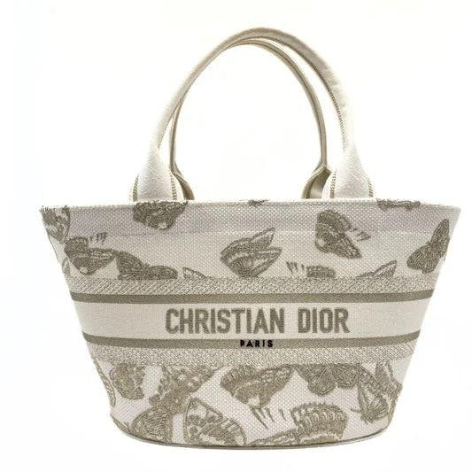 Dior — Dior Embroidered Brocart Hat Basket White Gold — Handbag — resale