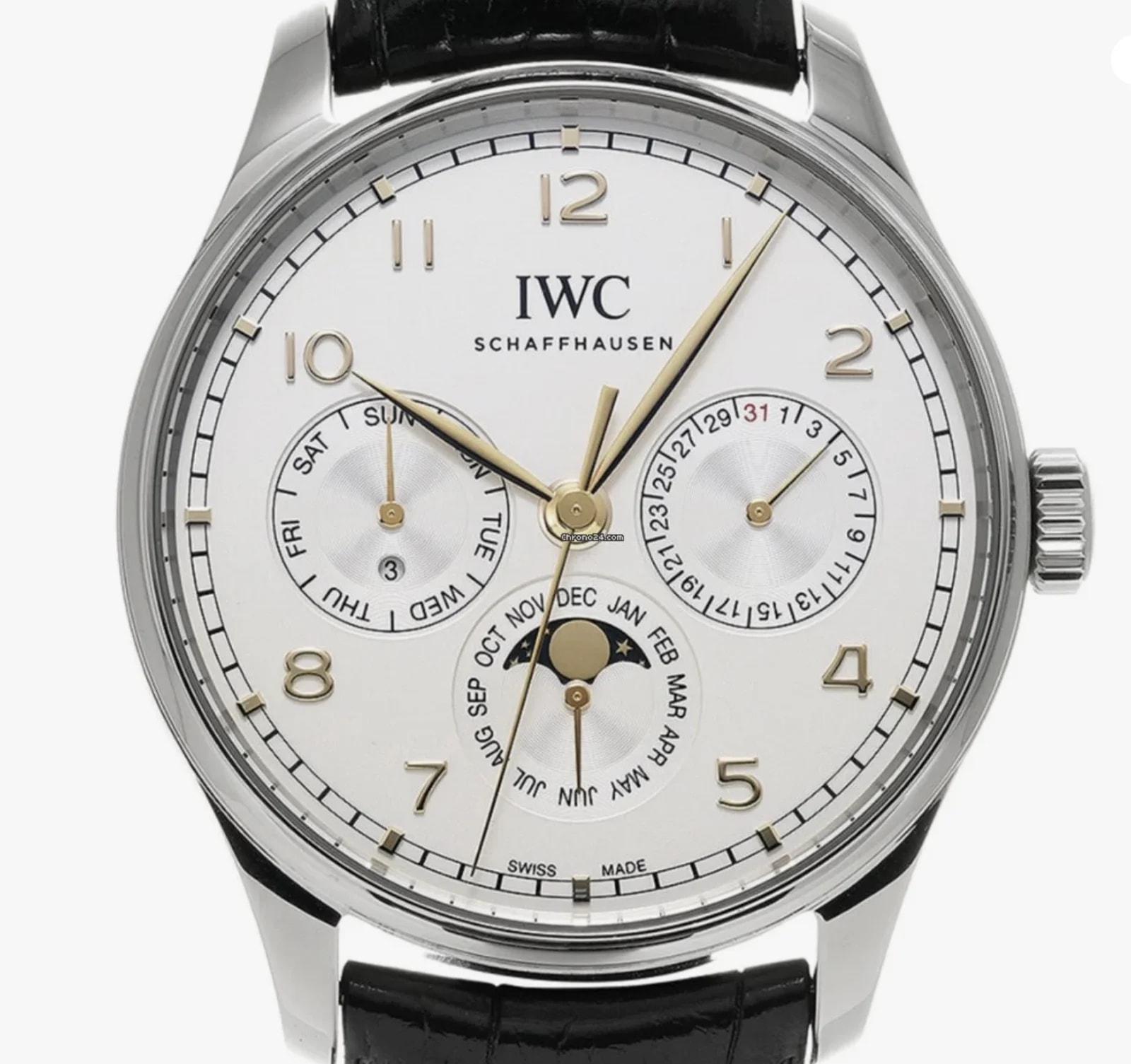 Worldofluxuryus — IWC Portuguese Perpetual Calendar Stainless Steel ’s — Watch — resale