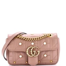 Gucci — Gucci Pearly GG Marmont Flap Embellished Matelasse Mini — Handbag — resale