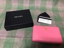 Prada — Prada Metal Bi Fold Wallet Geranio From Japan — Handbag — resale