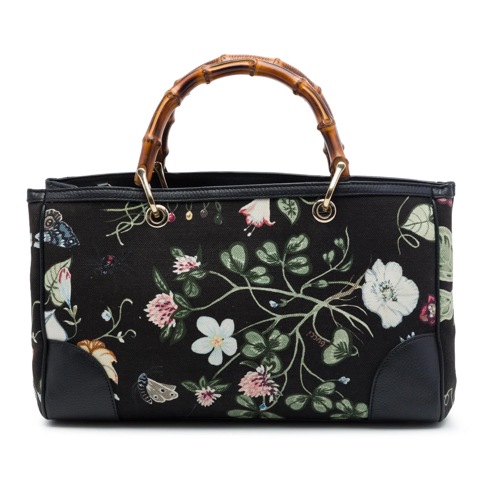 Gucci — Medium Flora Knight Bamboo Shopper Satchel — Handbag — resale