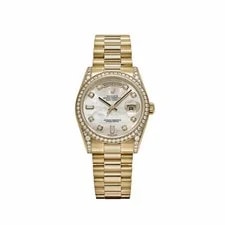 Rolex — Rolex Day-Date 118388 Yellow Gold White Mother of Pearl Dial Diamond Bezel — Watch — resale