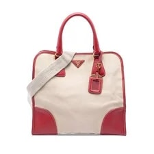 Prada — Prada Trimmed Canapa Logo Satchel — Handbag — resale