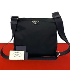 Prada — Prada Triangle Logo Metal Sacoche Bl — Handbag — resale