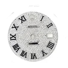 Rolex — Rolex Custom Pave Full Natural Diamond Roman Dial 36mm Datejust Quickset White — Watch — resale