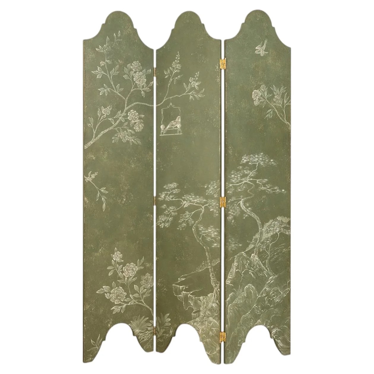 Moro Dark Green Chinoiserie Screen — Furniture — resale