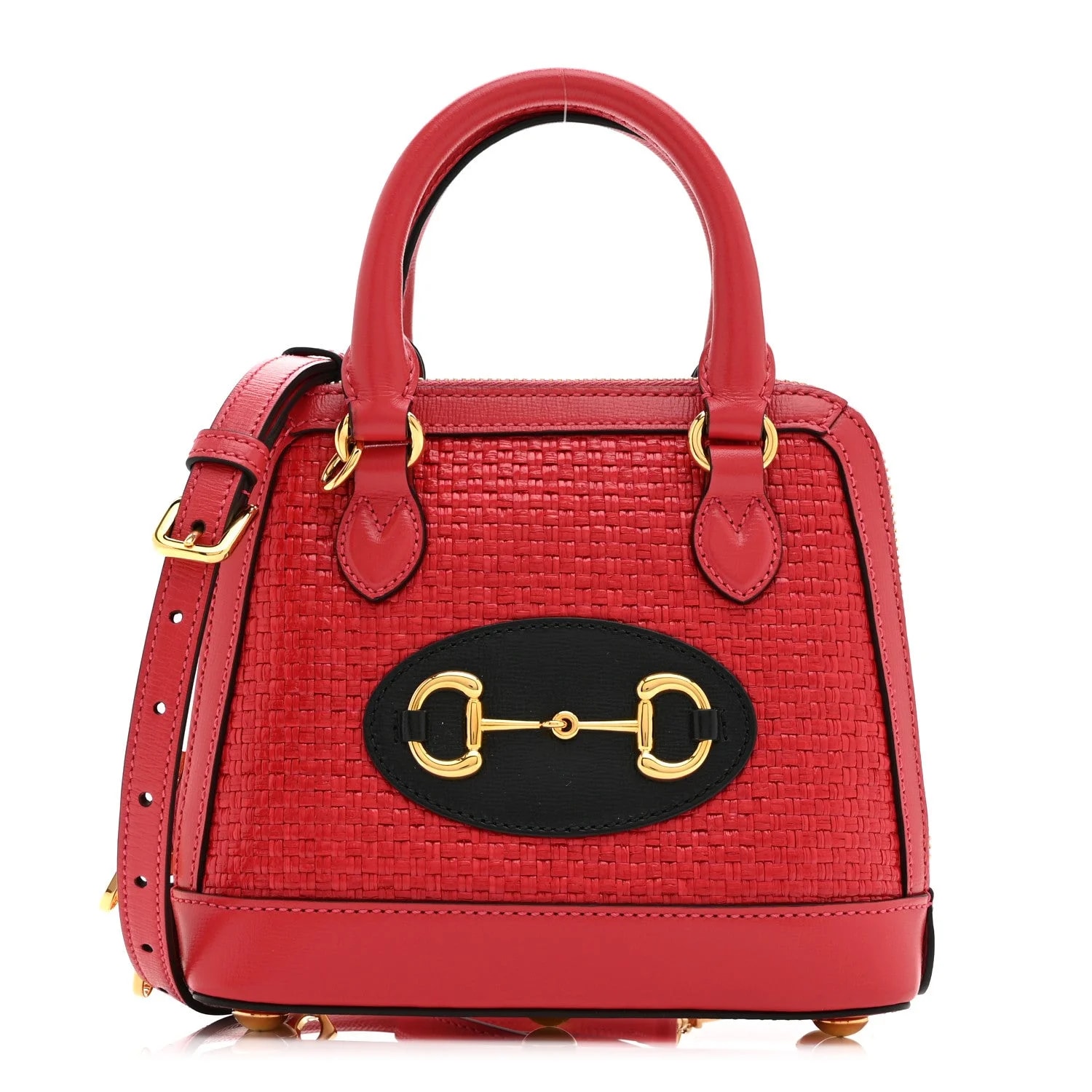 Gucci — Straw Azalea Woven Mini Horsebit 1955 Top Handle Wave — Handbag — resale