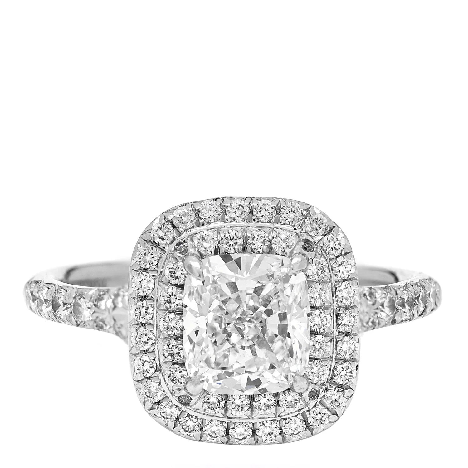 Tiffany & Co. — 1.10ct Soleste Cushion Cut Double Halo Engagement 49 4.75 — Jewelry — resale