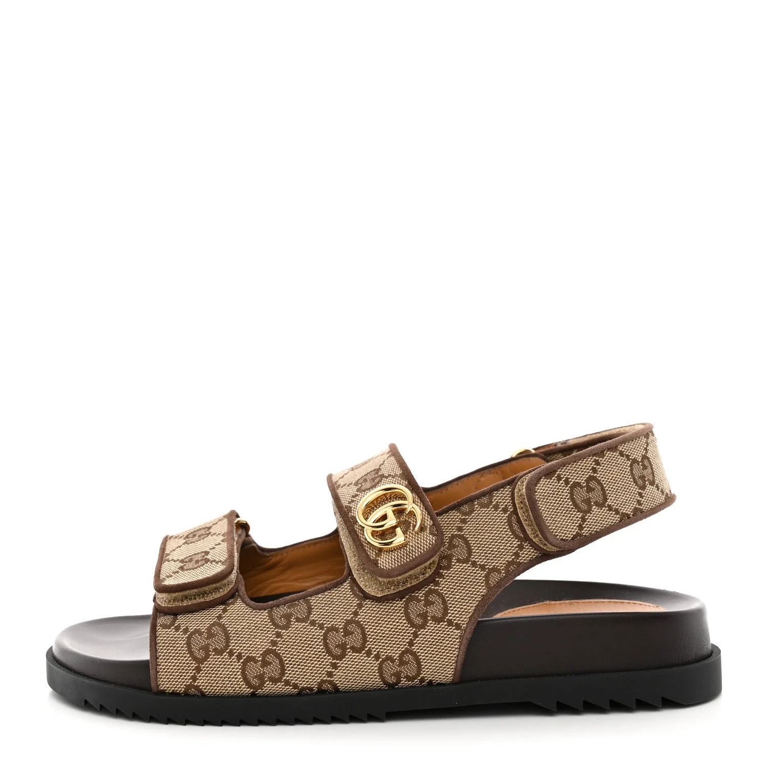 Gucci — GG Lavaredo Eco Fabric Slide With Straps 37 Light — Designer Shoe — resale