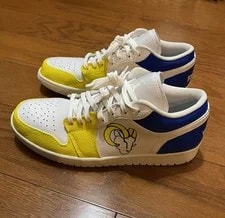 Air Jordan — Air Jordan 1 Low SE " Tumbled " -10.5M Watts Rams JJ Painted — Sneaker — resale