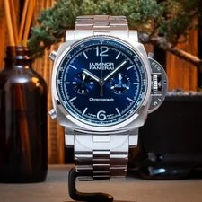 Panerai — Panerai Luminor Chrono - 2024 - 44mm, Full Set Blue Dial (PAM01110 / PAM 1110) — Watch — resale