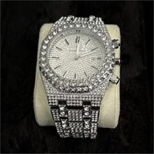 Audemars Piguet — Audemars Piguet Royal Oak 40mm Silver Quartz Iced Out Gem-Set Date Bracelet — Watch — resale