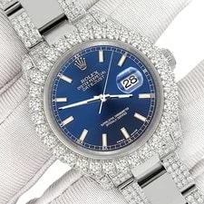 Rolex — Rolex Datejust 31mm Custom Pave 7.2ct Diamond Blue Index 178240 Box/Apr — Watch — resale