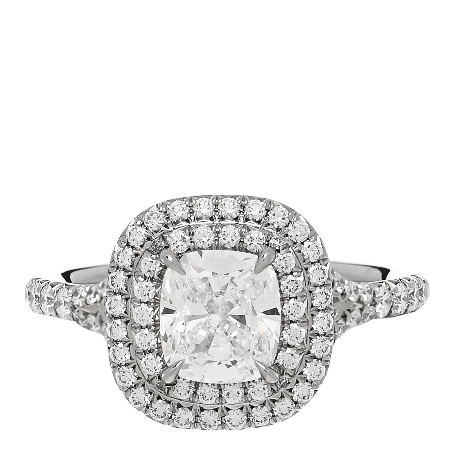 Tiffany & Co. — 1.11ct Soleste Cushion Cut Double Halo Engagement 49 4.75 — Jewelry — resale