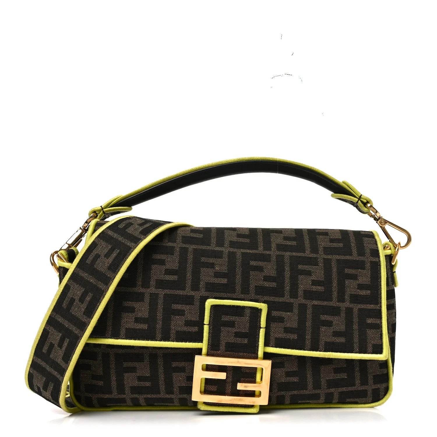 Fendi — Fabric 1974 Large Baguette Moro Giallo Fluo — Handbag — resale
