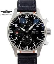 IWC — IWC Pilot Chronograph IW377709 Stainless Steel 43mm Black Dial W/ Box&Card — Watch — resale