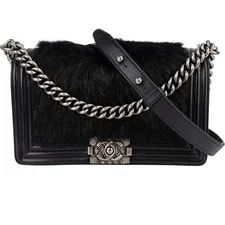 Chanel — Chanel Goat Hair Medium Boy Single Flap Crossbody Coco CC — Handbag — resale