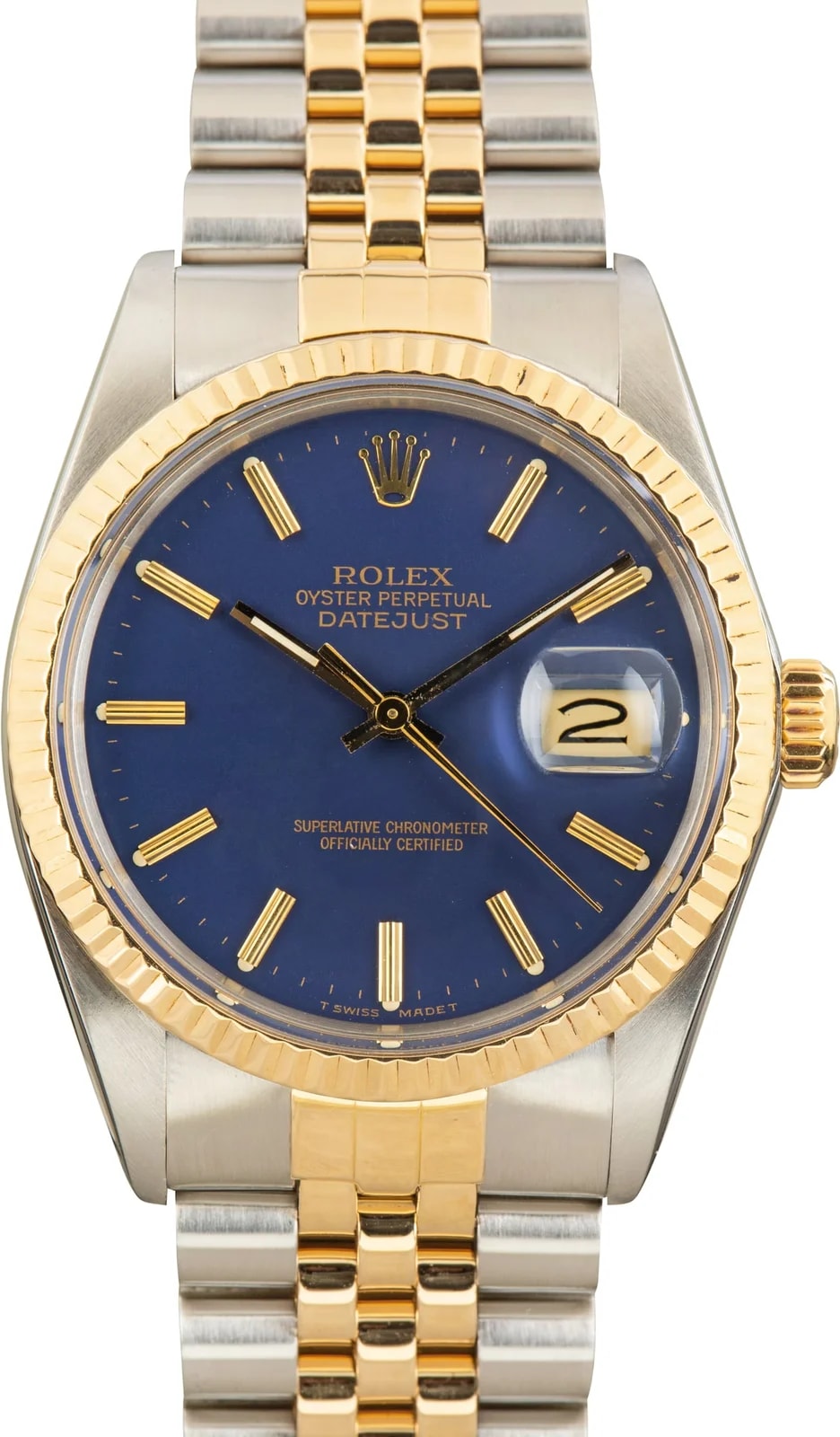 Rolex — Two Tone Rolex Datejust Ref 16013 Blue Index Dial — Watch — resale