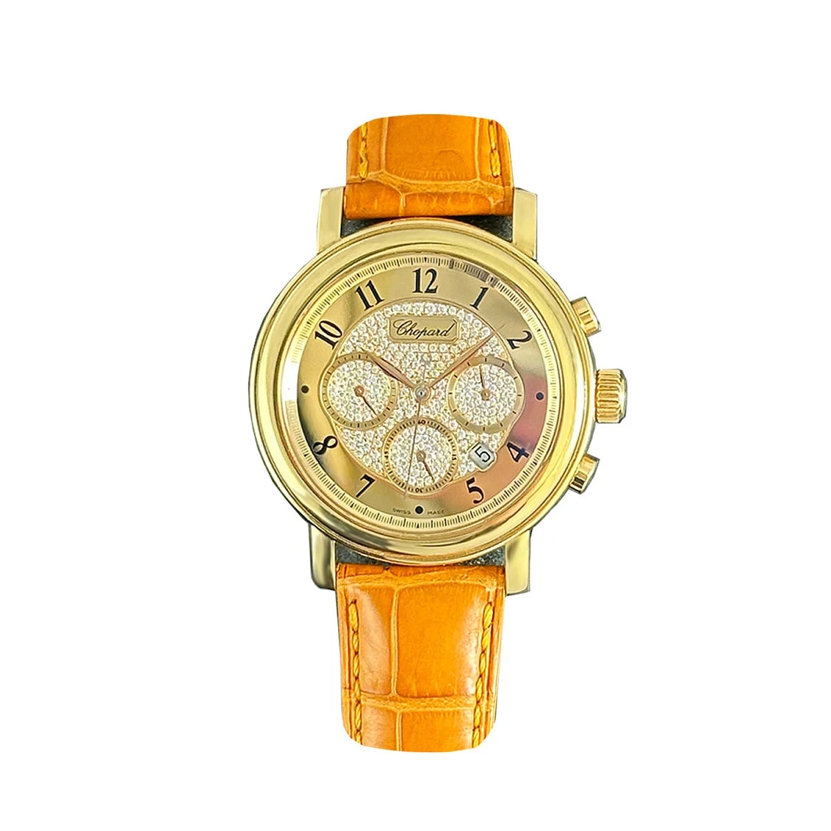 Worldofluxuryus — Chopard Elton John Aids Foundation Chronograph 18K Yellow Gold & Diamonds — Watch — resale