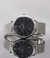 IWC — IWC Portofino Hand-Wound8 Days Black Dial Steel Mesh Bracelet IW510102 — Watch — resale