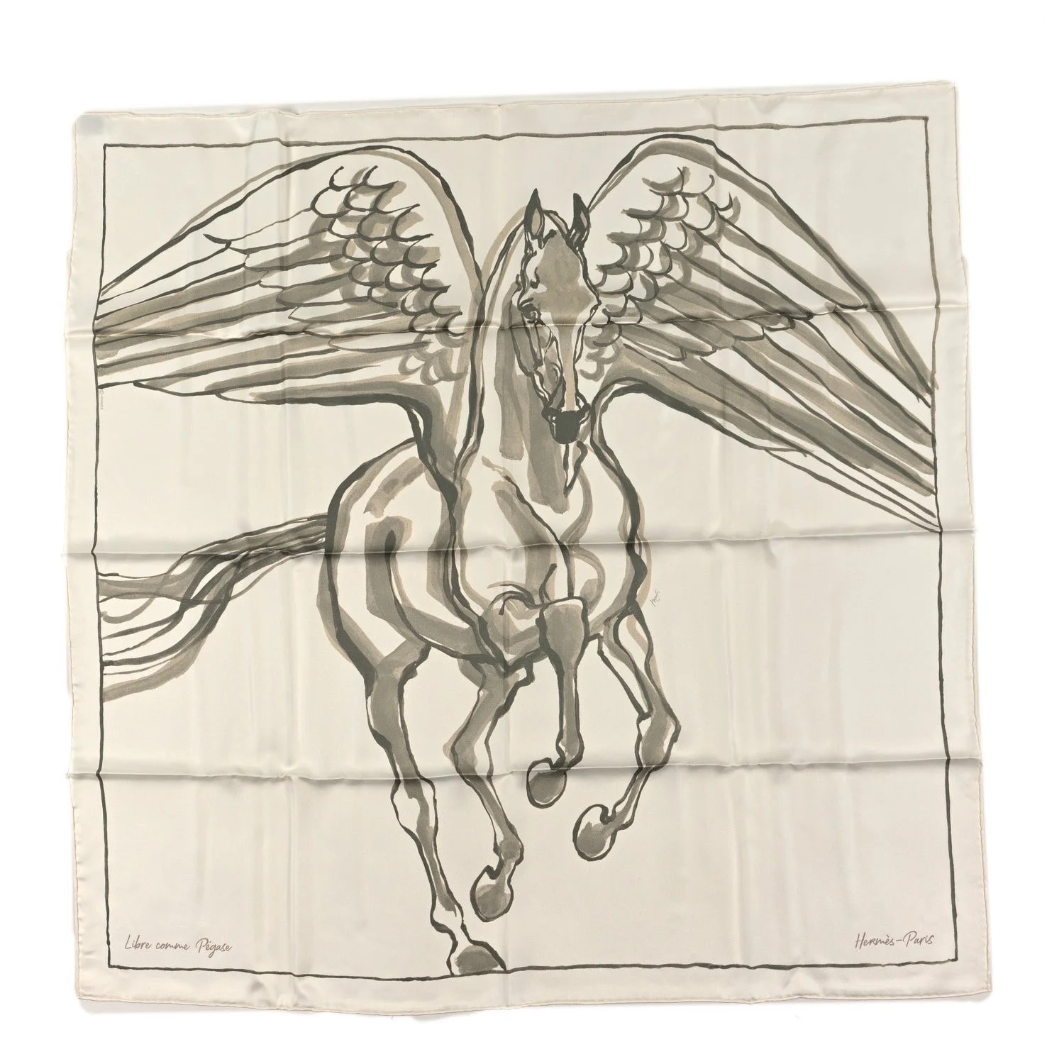 Hermès — Libre Comme Pegase Scarf 90 Argile Kaki — Accessory — resale