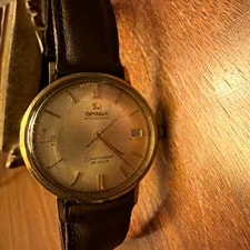 Omega — Omega Seamaster de Ville Auto Date Gold-Plated Champagne Dial Brown Leather OBO. — Watch — resale