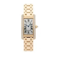 Cartier — Cartier Tank Americaine Gold Quartz Silver Dial Diamond Bracelet WB7012K2 — Watch — resale