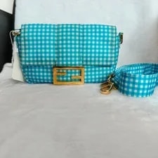 Fendi — Fendi 2020 Baguette Gingham Check Crossbody Auth — Handbag — resale