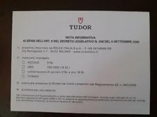 Tudor — 2006 Tudor Original Briefing Note — Watch — resale