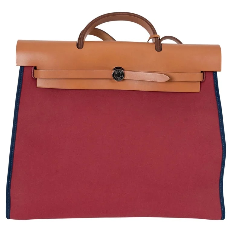 Hermès — Hermes Grenat Saphire Naturelle Herbag ZIP 39 Bag — Designer Shoe — resale