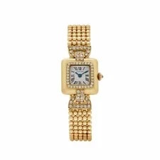 Cartier — Cartier Trocadéro '' Yellow Gold White Dial Diamond Bezel — Watch — resale