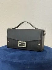 Fendi — Fendi Vitello King Lines Embossed Baguette Soft Trunk — Handbag — resale