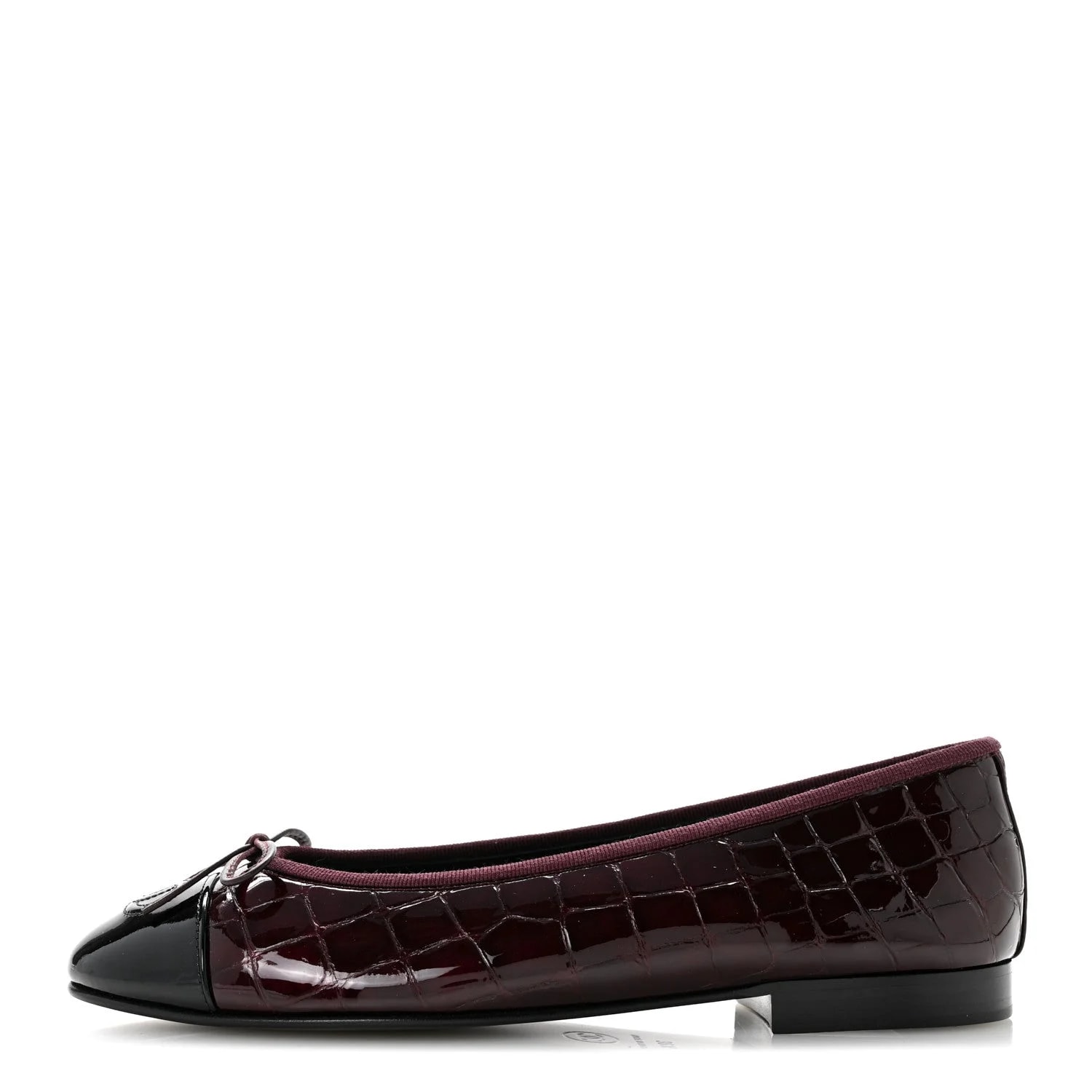 Chanel — Embossed Cap Toe Ballerina 38.5 Dark — Designer Shoe — resale