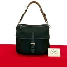 Prada — Double Extreme Prada Triangle Logo Metal Fittings Genuin — Handbag — resale