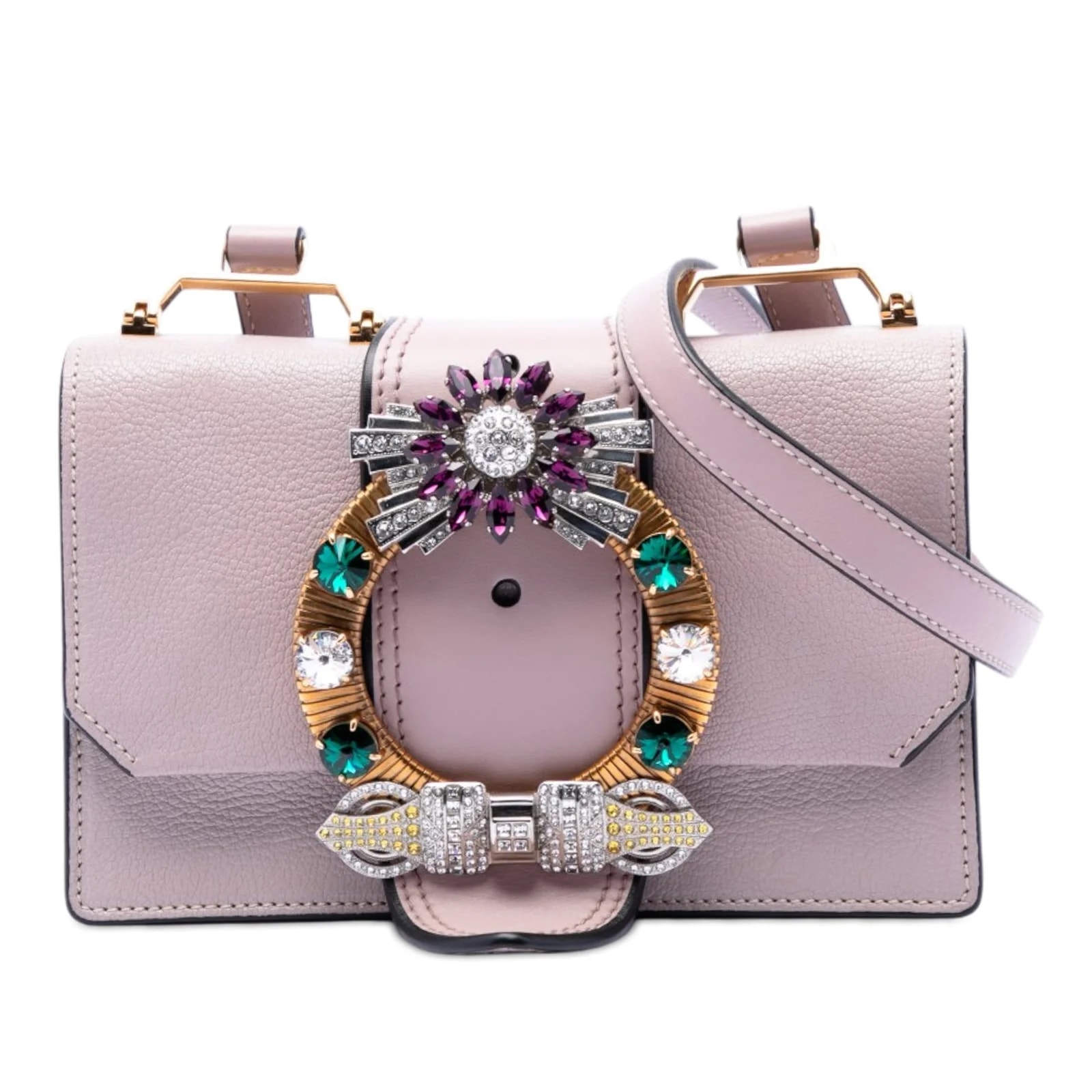 Miu Miu — Madras Soft Calf Embellished Crossbody — Handbag — resale