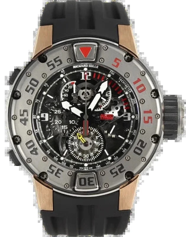 Worldofluxuryus — Richard Mille RM025 Diver Tourbillon 18K Rose Gold & Titanium — Watch — resale