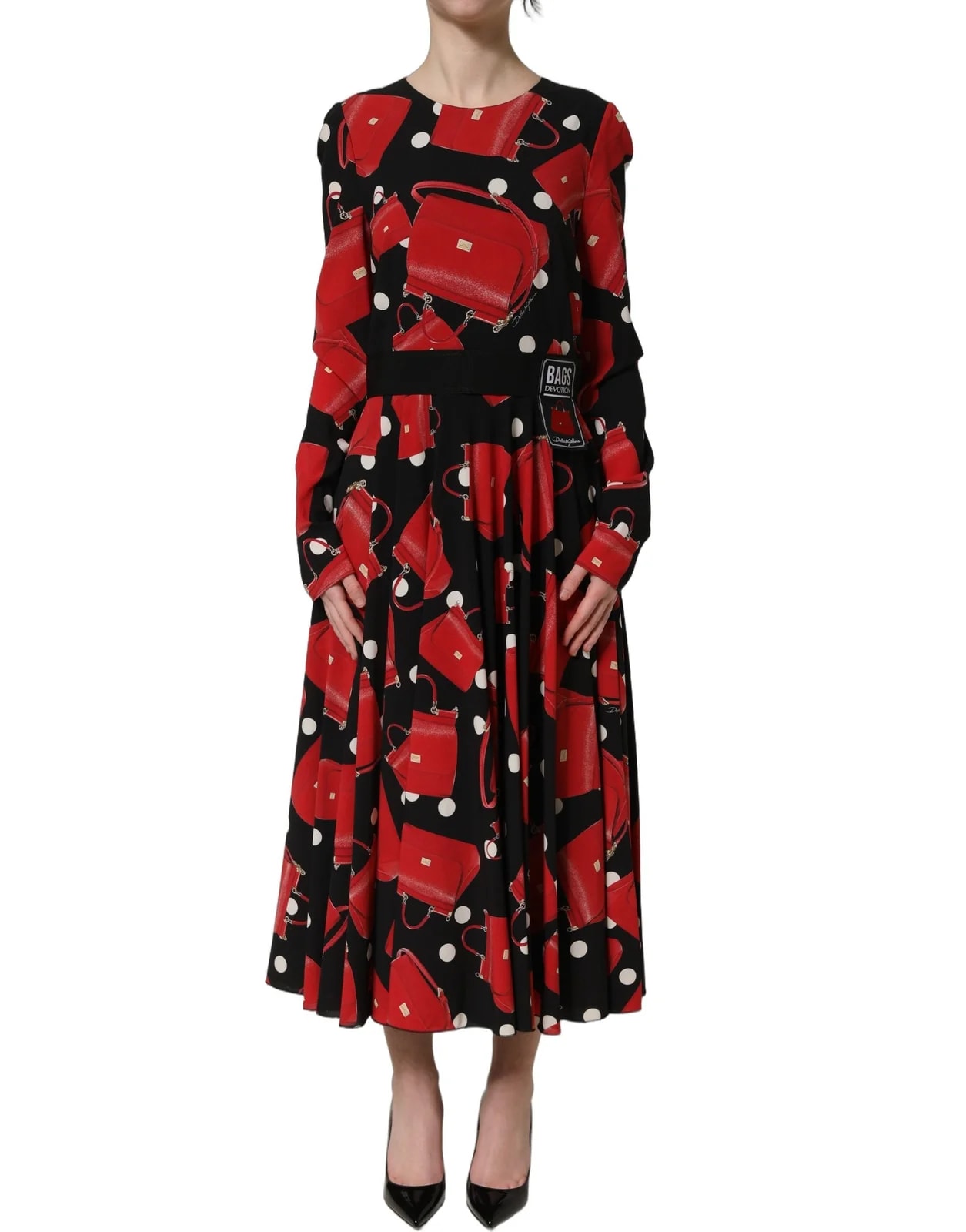 Dolce & Gabbana — Dolce & Gabbana Print Long Sleeve Midi Dress — Handbag — resale