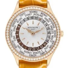 Patek Philippe — Patek Philippe World Time Complications Rose Gold Diamond 7130R Box Papers — Watch — resale