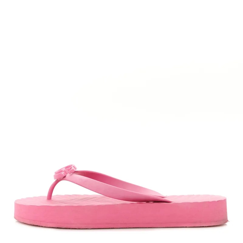 Gucci — Chevron GG Thong 41 Tropical Flower — Designer Shoe — resale