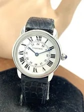 Cartier — Cartier Ronde Solo W6700155 Swiss Quartz Silver Dial Leather 29mm — Watch — resale