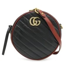 Gucci — Gucci GG Marmont Round Mini Chain Quilted Gol — Handbag — resale