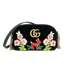 Gucci — Gucci GG Marmont Chain Bambi Flower Embroidery Chevron Stitch — Handbag — resale