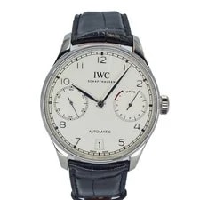 IWC — IWC Portugieser IW500712 Stainless Steel Silver Leather Diamond #KNW1733 — Watch — resale